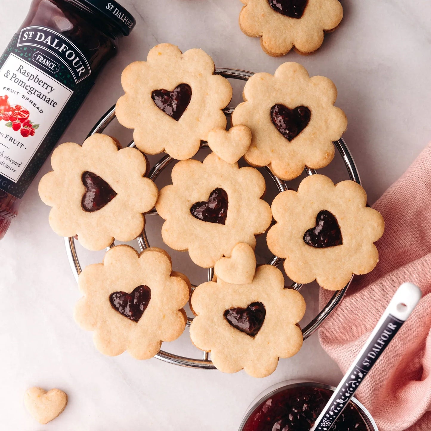 Raspberry & Pomegranate Linzer Cookies