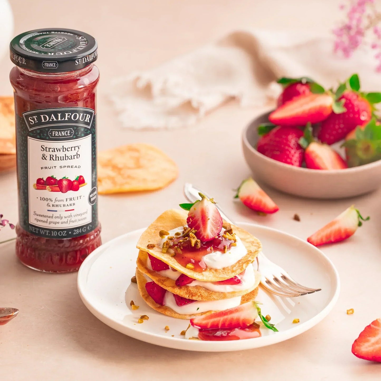 Strawberry & Rhubarb Crêpe Mille-Feuille